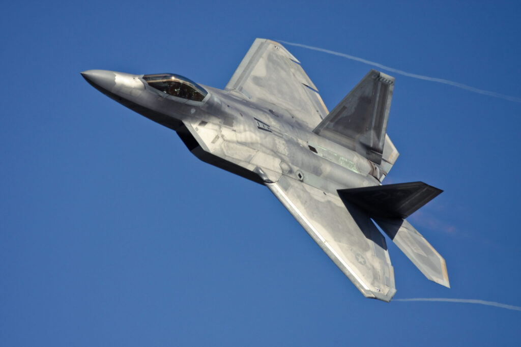 aerospace and defense F-22 Raptor flying 