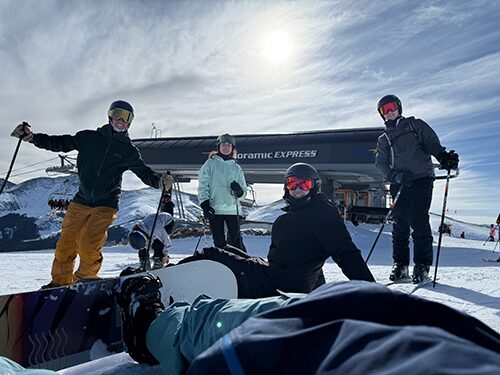 group skiing