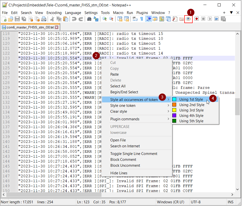 notepad ++ style settings menu