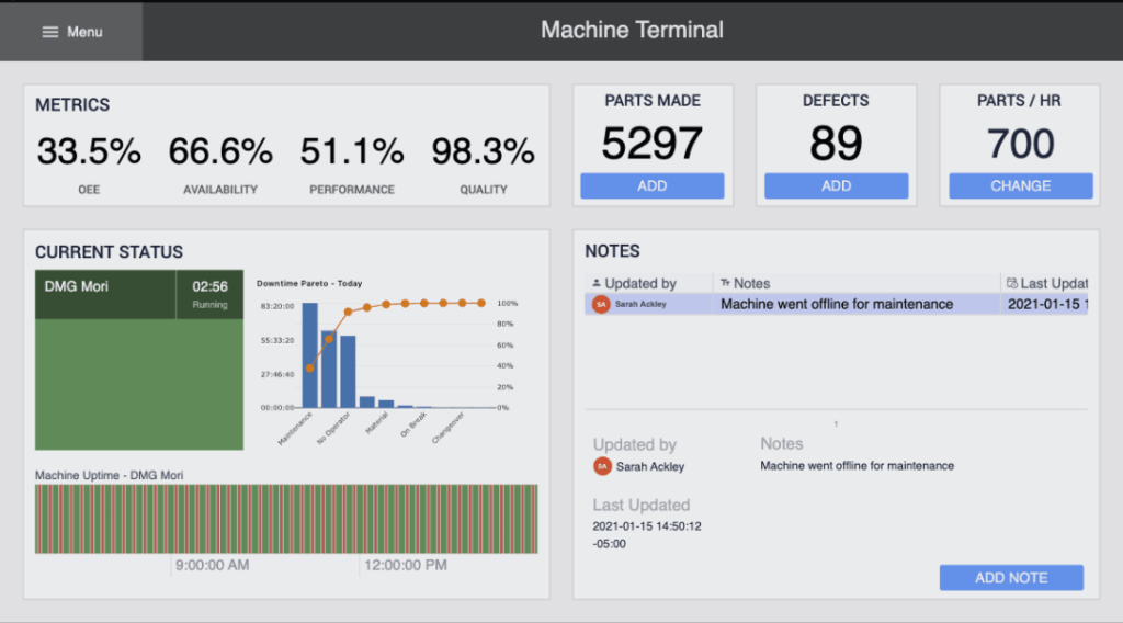 mes tulip services screen